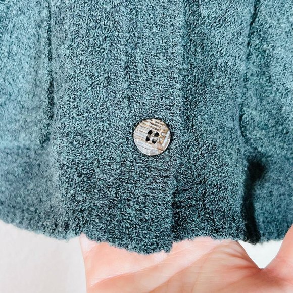J. Jill Cardigan Sweater Small Wool Blend Gray Green Button Pockets Stretch - Picture 7 of 7